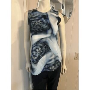 Scanlan Theodore Rare Illusion Print Sleeveless Silk Crepe Knit Tunic Size 10